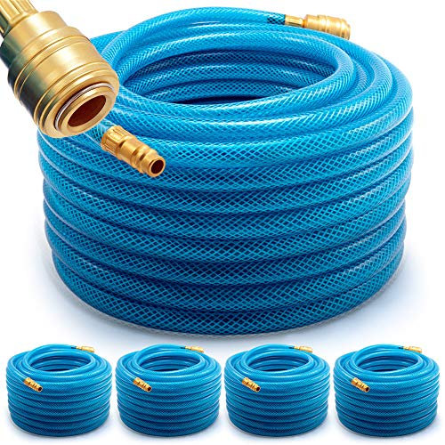 Deuba 5X 20m Compressed Air Hose PVC Quick Coupling 15 Bar ¼' Connection Ø Inside 6mm Outside 13mm Fabric Hose Pneumatic Tools