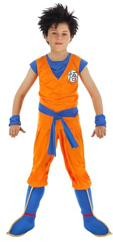 Chaks - Costume Goku Saiyajin pour garçon, tenue officielle Dragon Ball, ensemble 7 pièces pour carnaval, Halloween et fans d'anime, 128