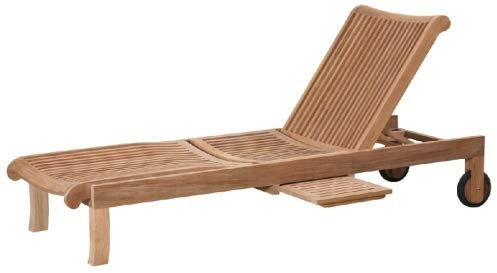 Gartenliege Görz wetterfest Teakholz massiv Auflage auswählen blau