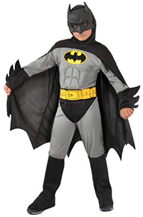 Ciao-Batman Classic costume bambino originale DC Comics (Taglia 5-7 anni) con muscoli pettorali imbottiti, Colore Grigio/Nero, 11701.5-7