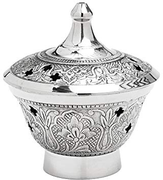 NKlaus rökelseskål 10 cm rökelseskål för rökelse rökelseverk rökelseblandning antik rökelsetillbehör mässing nicklad eller guld dekoration handarbete silver