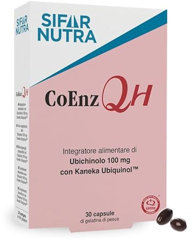 Sifar Nutra CoEnz QH | Kaneka QH | forma attiva di coenzima Q10 | UBICHINOLO 100mg | antiossidante e metabolismo energetico | 30 capsule