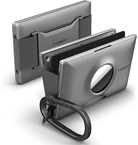 Spigen Wallet S Kreditkartenetui für AirTag mit Schlüsselanhänger und Bargeldband – Gunmetal