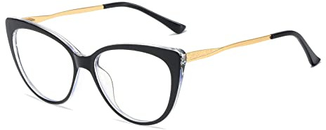 LJCZKA Montatura Occhiali da Vista Donna in Metallo, Occhiali Anti Luce Blu Occhi di Gatto Antiriflesso per Computer Gioco Lettura