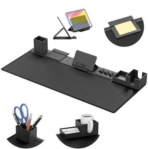 KDD Desk Pad Mat Set, 6 in 1 Mouse Mat with Magnetic Desktop Storage Accessories DIY Feature for Phone and Tablet Stand/Cup Holder/Card Holder/Pen Holder/Cable Management for Home Office Accessories