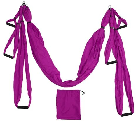 Tonysa Aerial Yoga Swing Set, Flexible Yoga-Hängematte mit Verstellbarer Länge, Aerial Sling Inversion Fly Kit für Körperliche Übungen (Purple)