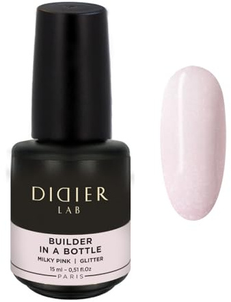 Didier Lab - Premium Nail Builder Gel in a Bottle Pink Mask Glitter Nail Gel - Strengthens Natural Nails - LED UV Builder Gel for Nails - Hard Gel Nail Builder for Nail Repair -Nail Gel Extension 15ml