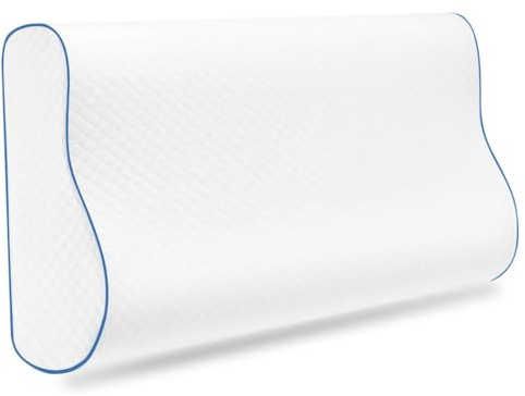 COSHANO Almohada Cervical Viscoelastica, Antiácaros, Antialérgica y Transpirable, Almohada Ortopédica para Cama, Ideal para Dolores de Cuello, Forro Antibacteriano Extraíble y Lavable (50x30x10/80)