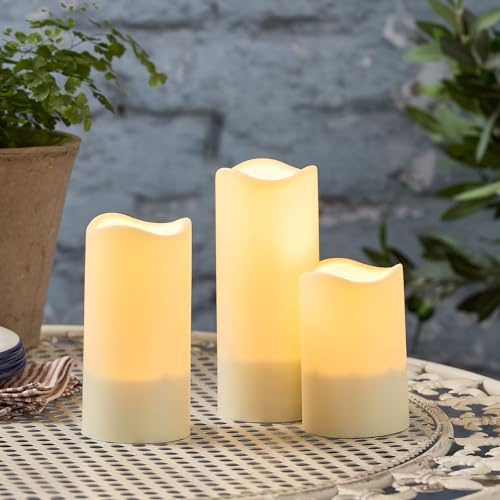 Lights4fun Set di 3 Candele Solari a LED Senza Fiamma Impermeabile Decorazione per Esterni