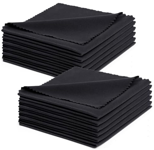ACWOO 12 Pcs Paños de Limpieza de Microfibra para Gafas, Gamuza Limpia Gafas, Gafas Paño, Paños de Limpieza de Lentes Reutilizables, Para Lentes, Pantallas, Tabletas, Anteojos, Negro (20 X 20 Cm)