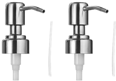 Tvålpump, Silver Ersättningspump i Rostfritt Stål Tvålpump Ersättningshandtvålpump med Dubbla 15,5 Cm Rör för Flasköppning på 26 Mm - 27,4 Mm (2)