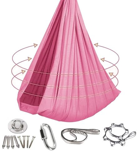 Sensorische Ganzkörpersocken Indoor, Yogatuch Zum Aufhängen, Sensorische Vertikaltuch, atmungsaktive Body Sox, Stretchy Sensory Body Sox Zur Stressreduktion Mit Zubehör(Rosa,280x150CM)