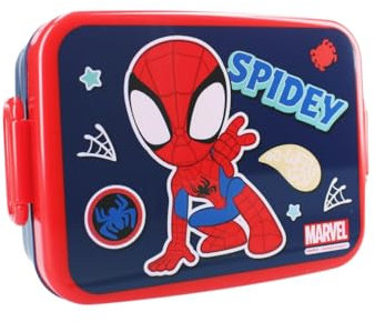 My sweety pop - Boîte à goûter spidey - Lunch box - Pour enfant - Crèche - Maternelle - Ecole - Vacances - Repas - 16 cm - Idée Cadeau (Spidey - Bleu/Rouge)