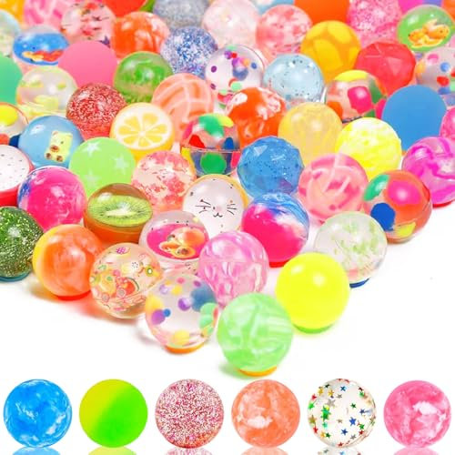 Seamart 24 Stück Flummies für Kinder 25 mm Flummis Springball Bunte Hüpfbälle und Kindergeburtstag Gummibälle Gastgeschenke