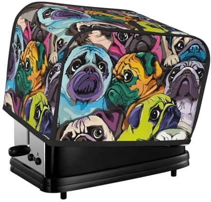 Copertura per tostapane a 2 fette, colorata con tasche per piccoli elettrodomestici da cucina, protezione dalle impronte digitali, lavabile in lavatrice