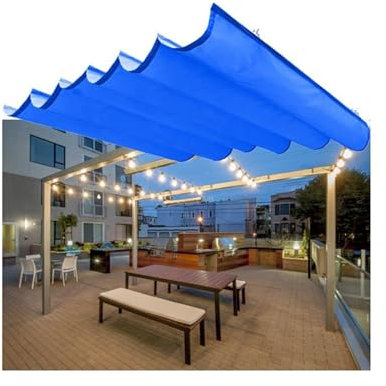 Voile d'ombrage rétractable en forme de U pour extérieur, pergola, 1,8 x 8 m, filet d'ombrage durable pour jardin, patio, terrasse et piscine