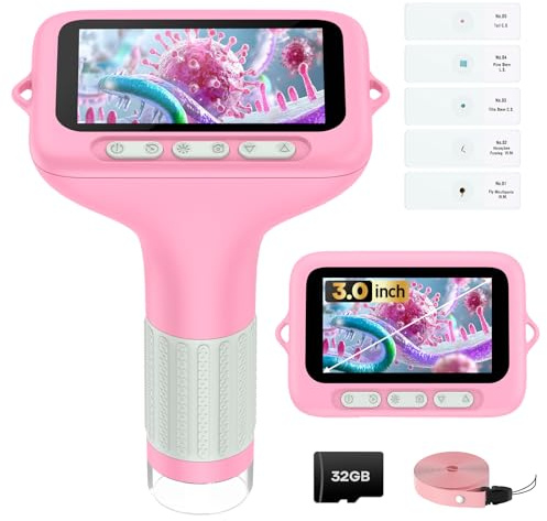 Microscopio digital para niños de 3 pulgadas, 1000 x recargable, mini lupa de bolsillo, mini lupa de bolsillo portátil, 4 K, joyería de moneda, lupa, Edu, ciencia, STEM, juguete