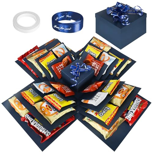 YYTECH Boite Surprise, Explosion Box, Boite Cadeau Surprise, Boite Surprises Anniversaires, DIY Boîte D'explosion pour Noël Anniversaire Anniversaire Saint Valentin(bleu)