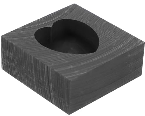 Gadpiparty Molde de grafito en forma de corazón para fundir y fundir, oro, plata, cobre, latón, zinc, molde de fundición de metal con ranura de aceite para hacer y refinar joyas