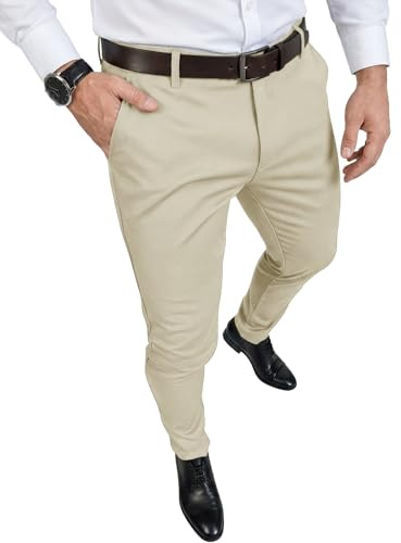 Runcati kostymbyxor för män, stretchskinny-jeans, casual, avsmalnande kakibyxor, arbetsbyxor