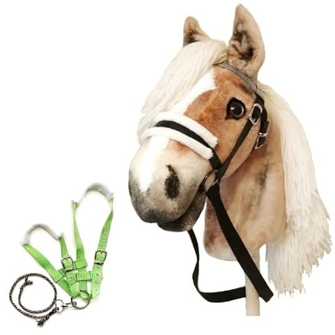 Set Hobby Horse Haflinger A3 with Bridle and Green Halter - Realistic Hobbyhorse for Kids 4-12 Years