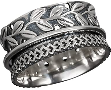 Energy Stone - Bague anti-stress TIGE DE HARICOTS - argent sterling (modèle# JPU09) - 62 (19.7)