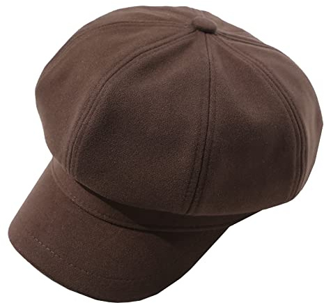 Gajaous Ballongmössor för kvinnor visir skärmmössa retro baker pojke hatt damer Newsboy keps justerbar för damer, kaffe, En Storlek