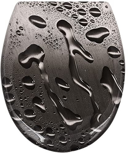 WC Sitz Doppelte Absenkautomatik Toilettendeckel mit Quick-Release-Funktion Toilettensitz aus Duroplast passend für alle handelsüblichen WC-Becken einfache Montage Universal maritime Motiv Strand F201