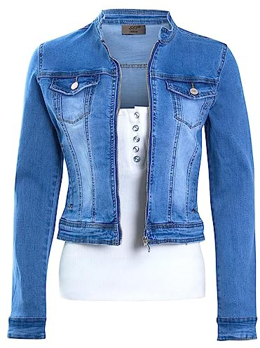 SS7 Womens Denim Jacket with Zip Fastening