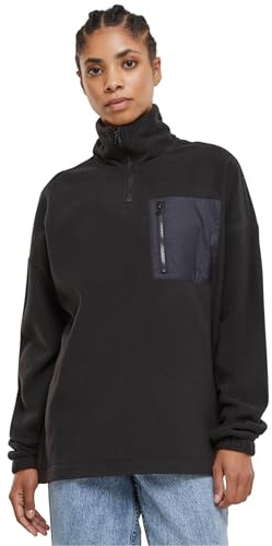Urban Classics Damtröja, polar, fleece, troyer, sweatshirt, svart, L