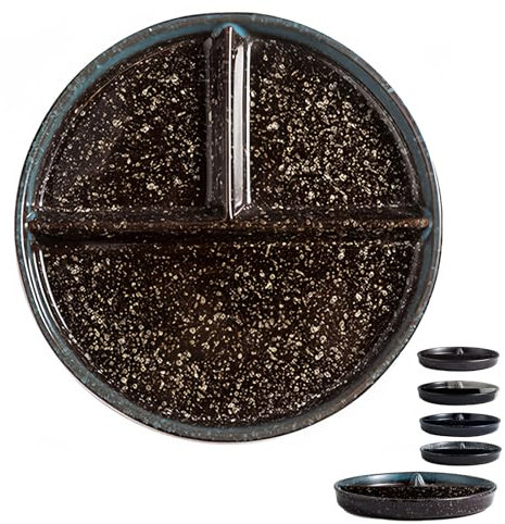 Dowbom Assiettes de contrôle des portions, assiettes divisées pour adultes, assiettes bariatriques pour le contrôle des portions, plateau à déjeuner réutilisable à 3 sections (21 cm, E), DB-FGP-003