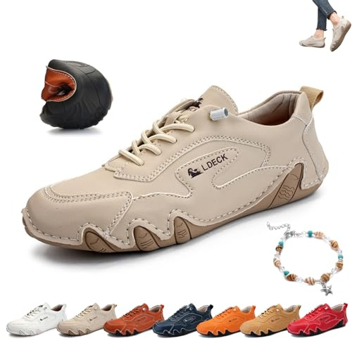 Baskets en cuir italien faites à la main for femmes, chaussures d'extérieur à semelle souple, antidérapantes, imperméables, décontractées, légères et respirantes, for la randonnée, le trail, le campin