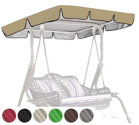 TYBEITAO 600D Hochwertiges,Silberbeschichtetes Oxford-Gewebe Schaukel Dachbezug Wasserdicht UV-Geschützt Langlebig und Reißfest Dach Für Schaukelgestell Outdoor,Beige-195 * 125 * 15cm