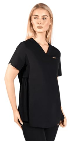 SKRUBZ Maternity Scrubs Top for Women | V-Neck Nurse Tunic | Comfortable Uniform for Pregnant Nurses | Soft and Stylish Scrub Top | Maternity Nurse Uniform, Black, XXL