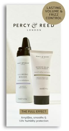 Percy & Reed Volumising Hair Mousse 50ml & Wonder Balm Hair Primer 30ml | Travel Size Styling Gift Set, Hair Mousse and Cream, Fights Frizz, Boosts Shine, 72H Humidity Control