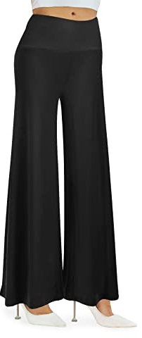 Cegerne Pantalones Palazzo para Mujer de Cintura Alta Casual elástico de Pierna Ancha, Negro, 4XL