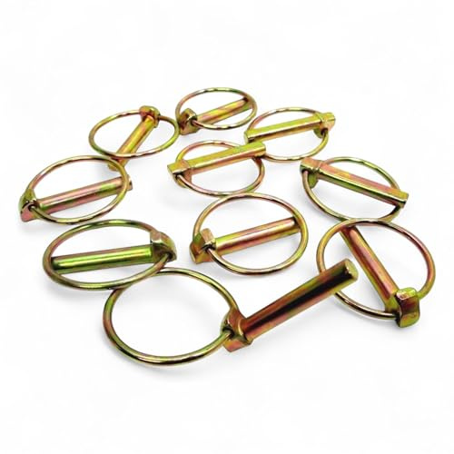 10 Pcs Heavy Duty Linch Pin Spring Loaded Round Pins for Tractors, Trailers, Lawn Mowers, Trucks & Farm Equipment (6mm x 45mm)