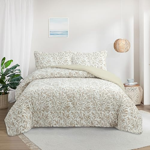 NOVOTEXTIL Edredón Invierno Sherpa Cama 150 (250x260) Extra Grueso 540gr/m2 Efecto Borreguito - Edredón Suave, Cálido y Transpirable con 2 Fundas Almohada (50x70) (Oulu)