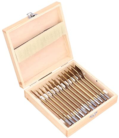13 - Juego de brocas planas de acero al carbono con revestimiento de titanio, juego de brocas en forma de pala para trabajos de carpintería, cortador de agujeros con vástago de cam
