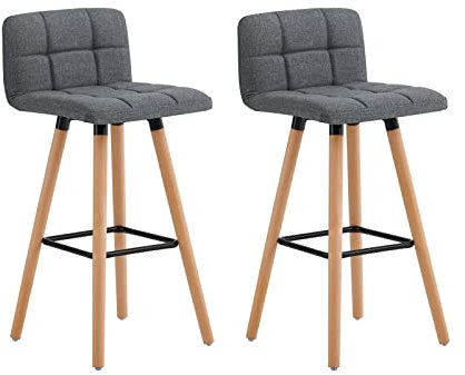 SoBuy® FST50-DGx2, 2er Set Barhocker Barstuhl Tresenhocker mit Rücklehne Hocker Dunkelgrau Sitzhöhe: 68cm