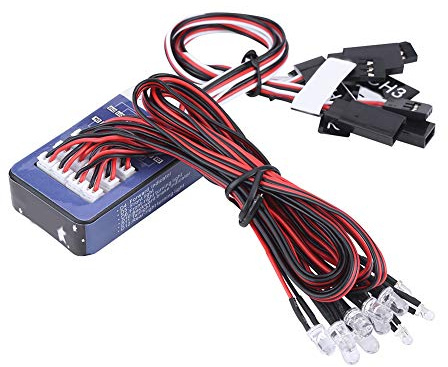 Luci LED RC Auto, 12 LED Kit Illuminazione per Auto e Camion RC, Kit Completo per Modello RC 1/10 1/8, adatto a uso notturno e gare
