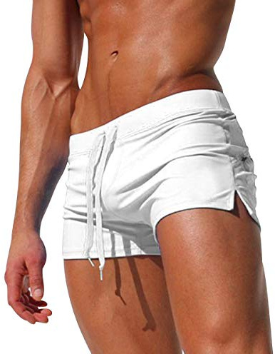 Costumi da Bagno Uomo Mare Costume Bagno Uomo Pantaloncino Costumi Nuoto Surf Costume Boxer Mutanda Corto Short da Mare Piscina Pantaloncini da Bagno Maschili Shorts Uomo Beachwear Fluo Bianco L