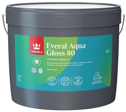 TIKKURILA Everal Aqua 80 - Gloss Paint For Wood & Metal - Fast Drying Acrylic Enamel - 10 Litres