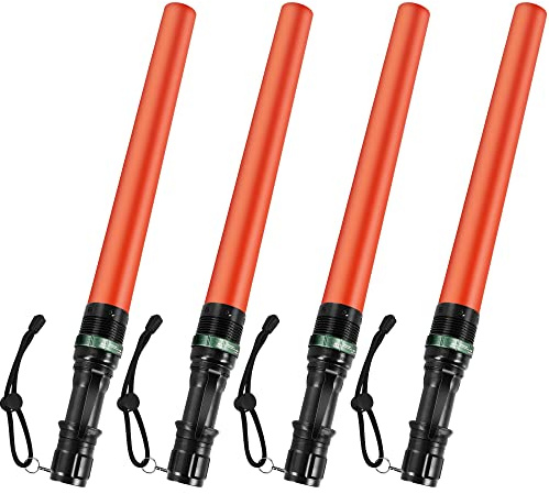 NLWELOA 4 pezzi 40,6 cm segnalatore di sicurezza stradale torcia a LED, luci di controllo del traffico con 7 modalità flash rosse, per assistente di parcheggio, direzione del traffico, utilizzando 3
