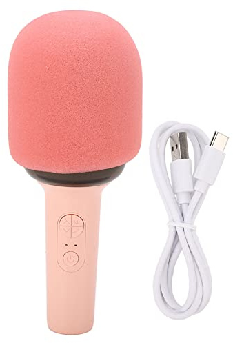 Trådlös -mikrofon, Bärbar Sångmikrofon 5 Klar för Omgivningsljus i Hemmet (Rosa)