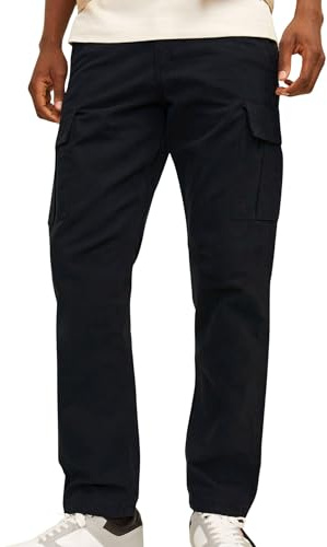 JACK & JONES Jpstkane Jjbarkley Cargo Pant Noos - Pantalones Cargo para Hombre, Negro, 34W x 32L