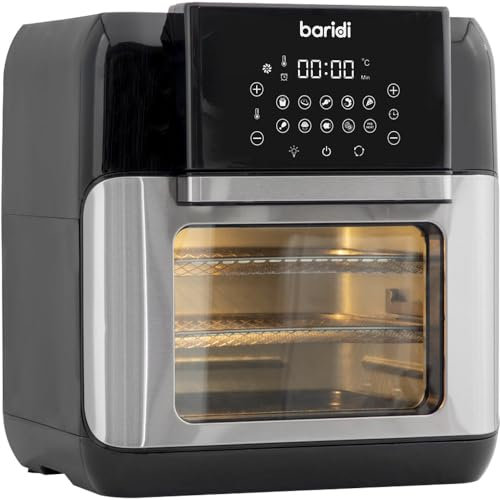 Worktop Air Fryer & Rotisserie Oven - 1500W 12L - Black & Silver Easy Clean