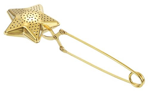 QUARKZMAN 1 Infusor de Té en Forma de Bola con Forma de Estrella y Asa, Colador de Té de Acero Inoxidable para Preparar Té de Hojas Sueltas, Dorado
