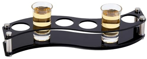 UNICRAFTALE 6 shotglas brickhållare shotglashållare av akryl vinglas mugg serveringsbricka mugg arrangör hållare böjt svart snapsglas display för bar pub party familjesammankomster