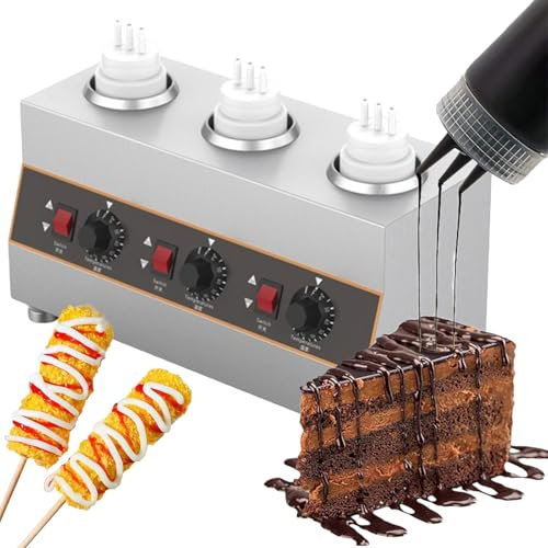 Calentador de Salsa Eléctrico | Dispensador de Salsa | Calentador de Salsa Eléctrico | Dispensador de Chocolate Caliente Comercial para Queso, Salsa de Chocolate Caliente y Caramelo,3 bottles